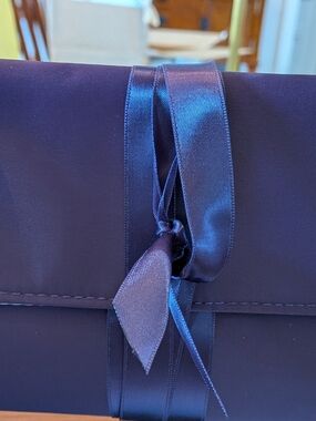 Helena Rubinstein Wanted Pouch Satin Ribbon Travel Clutch Purple Pochette NEW